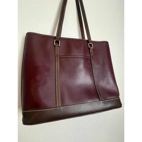 Dooney & Bourke Lexington Shopper Tote Bag Womens Burgundy Pebble Grain Leather - Picture 3 of 10